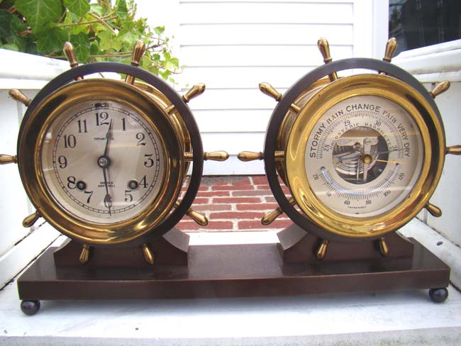 A handsome Chelsea ship's bell clock and barometer set made circa 1940